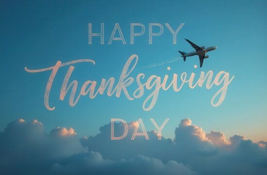 Happy Thanksgiving in the sky, airplane trail
