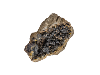 Tridymite is a high-temperature polymorph of silica. Mineral isolated on white background