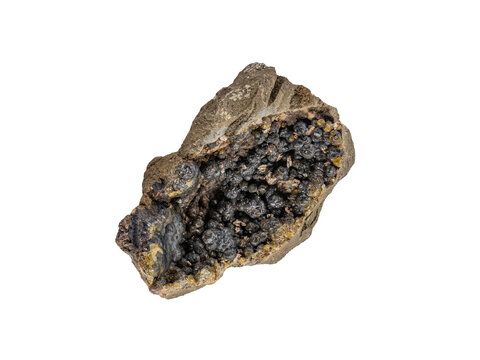Tridymite is a high-temperature polymorph of silica. Mineral isolated on white background