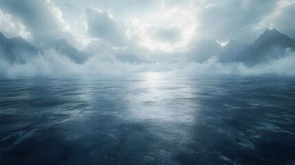 Obraz premium Misty Mountain Lake 3D Illustration