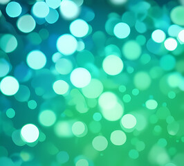 Obraz premium Green bokeh background with blue bokeh effect defocused lights on dark background.generative ai