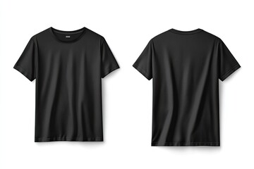 Black T-shirt front and back view for mockup or branding purposes. AI generated image