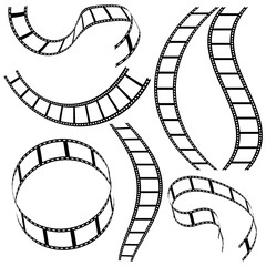 Filmstrip Set With Different Versions of Film. black and white illustration