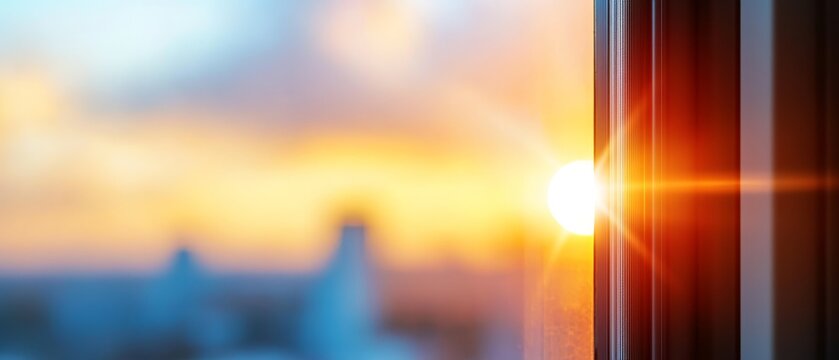 A view of the sun setting through a window