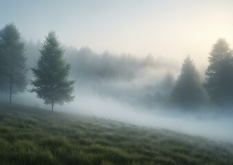 Enchanted Woodland Veil: Ethereal Mist Gradient for Landscapes