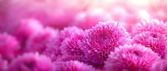 Obraz premium A bunch of pink flowers that are in a field
