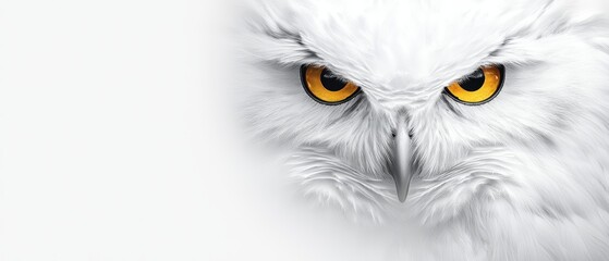 Naklejka premium A close up of an owl's face with yellow eyes