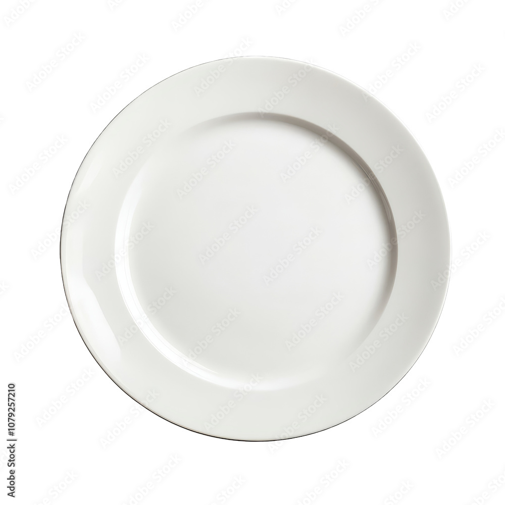 Poster a simple transparent empty plate resting on a clean transparent background, highlighting its minimal
