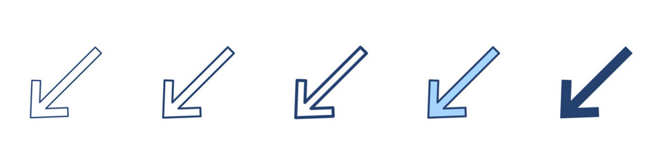 Left down arrow icon Symbol set collection