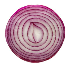 A sliced red onion showing its inner layers on a transparent background, ready for culinary use, Slice onion isolated on transparent background