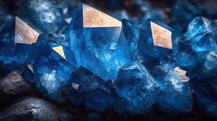 Obraz premium Blue Crystal Mineral Macro Photography