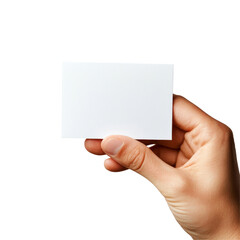 A hand presenting a blank card against a clean transparent background for creative use or personalization, Hand Holding Blank Card transparent background