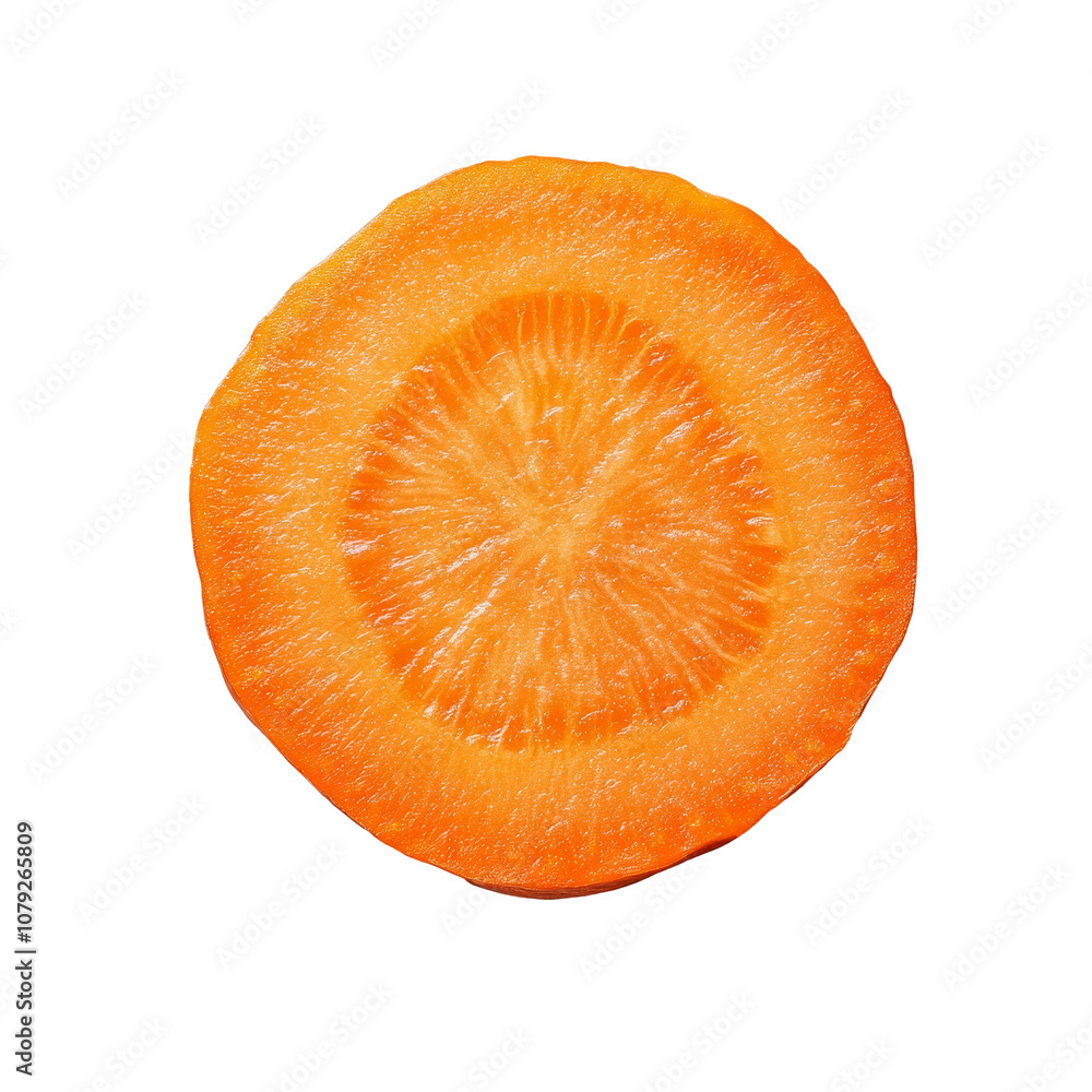 Poster carrot slice isolated on a transparent background showcasing its vibrant color and texture in clear 
