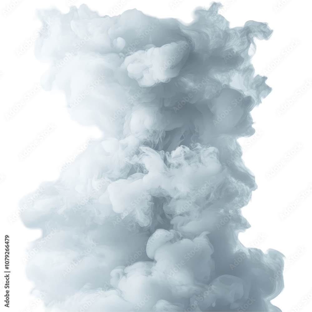 Poster whimsical transparent smoke billows upwards against a soft transparent background creating an ethere