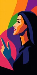 Colorful abstract portrait of a woman expressing creativity and confidence