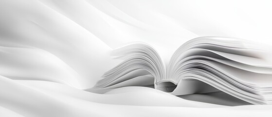 An open book on a white background