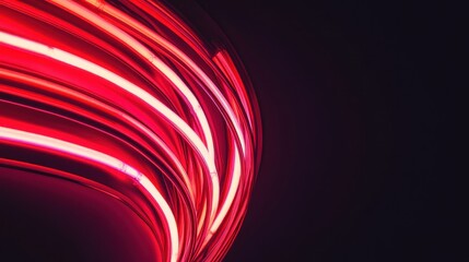 Abstract Neon Light Sculpture in Red and White