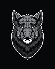Head of a wild boar. Original vector illustration in vintage style. T-shirt design.