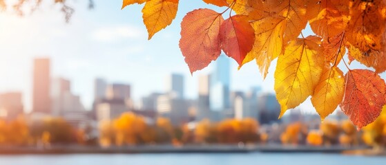 A view of a city skyline through a tree branch