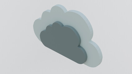 3d cloud icon, symbol for diagram 
