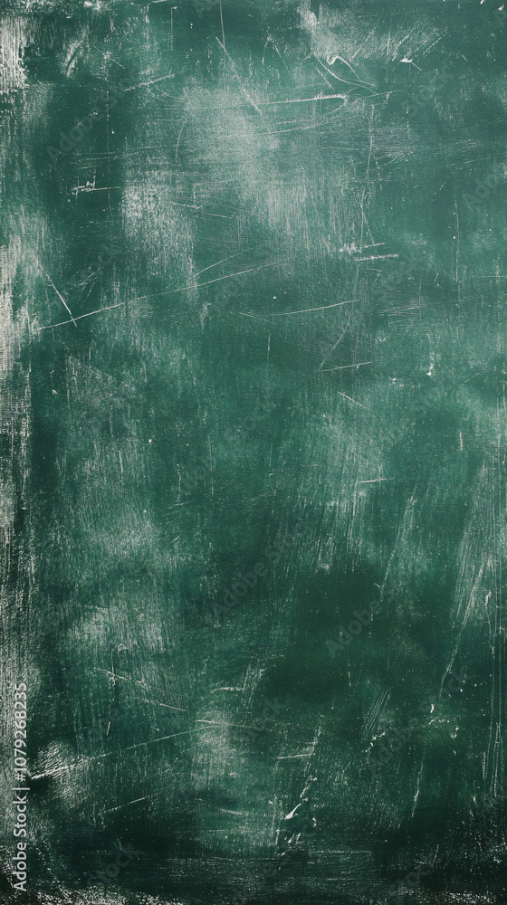 Poster green chalkboard surface with erased chalk residue and faint scratch marks visible