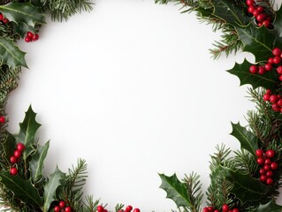 Round Green Christmas Wreath with Red Berries