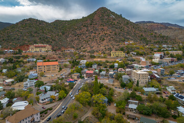 Aerial Views of Historic Town Jerome, Arizona, America, USA.