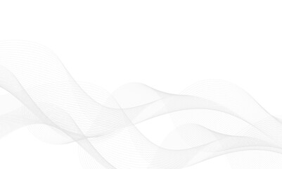 Abstract wavy white and grey curved lines on transparent background. Frequency sound wave lines and technology background, Design for brochure, flyer, banner, template, business wave lines background.