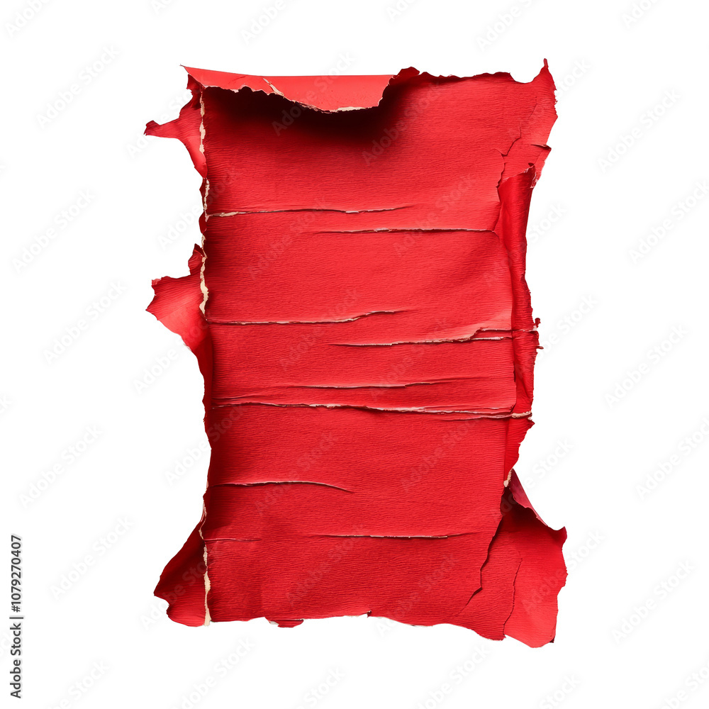 Poster torn red paper with jagged edges isolated on clean transparent background for creative design and ar