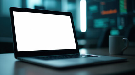 Laptop with blank screen showing potential for creativity and innovation in digital workspace