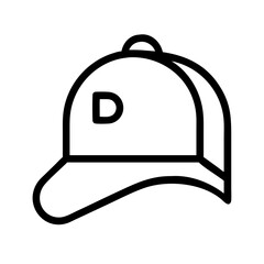 Fototapeta premium Stylized vector icon of a baseball cap featuring a prominent letter D on the front, suitable for various design applications related to sports and fashion