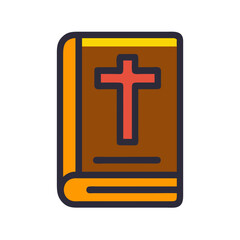 Obraz premium Vector icon of a closed book with a cross symbol, representing Christian faith and spirituality, suitable for religious themes, educational materials, or digital applications