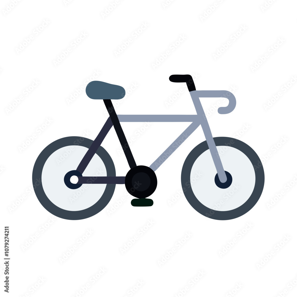 Poster a simple vector icon of a bicycle design featuring a black frame and gray wheels, representing a mod
