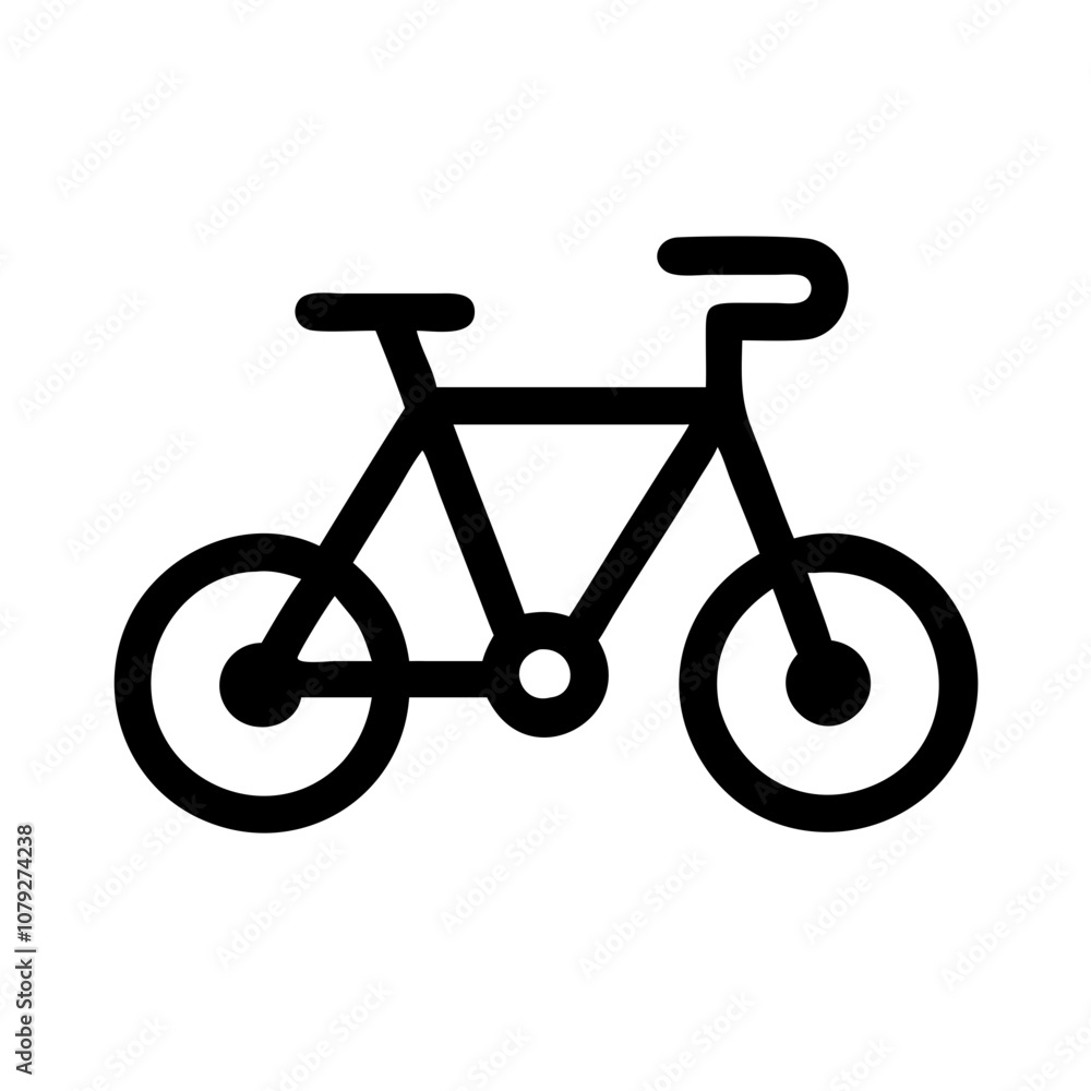 Poster stylized vector icon of a bicycle designed for use in digital graphics, illustrating transportation 