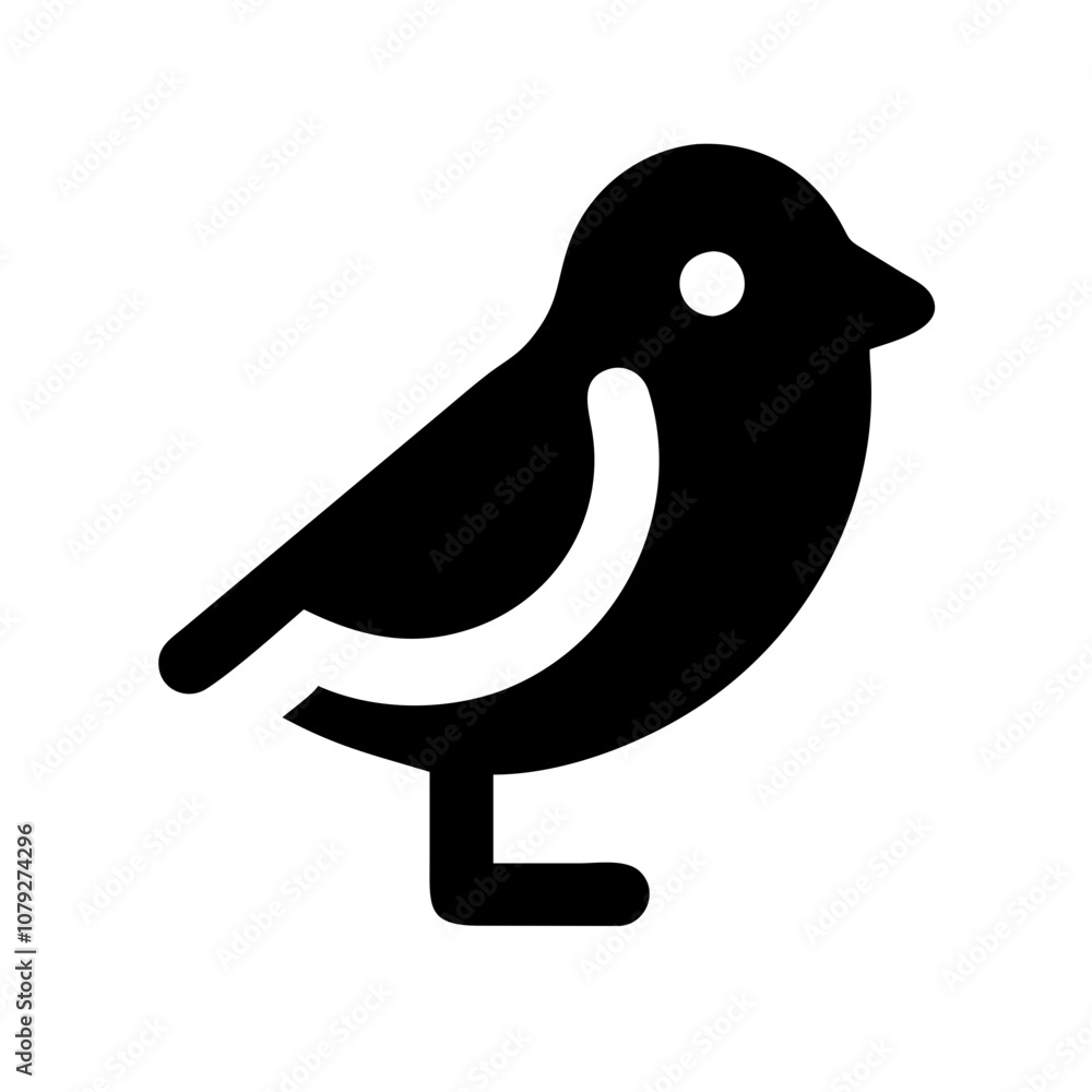 Poster a simple black vector icon of a bird perched on one leg, showcasing a minimalist design suitable for