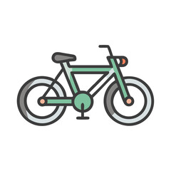 Fototapeta premium A simple vector icon of a green bicycle with distinct wheels and a seat, designed to symbolize cycling activities and promote eco-friendly transportation options