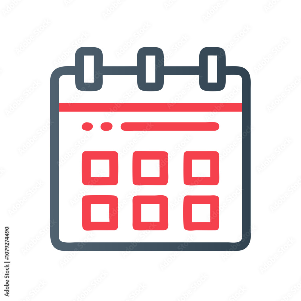 Poster vector icon representing a calendar with a simple design featuring six date squares and a clean aest