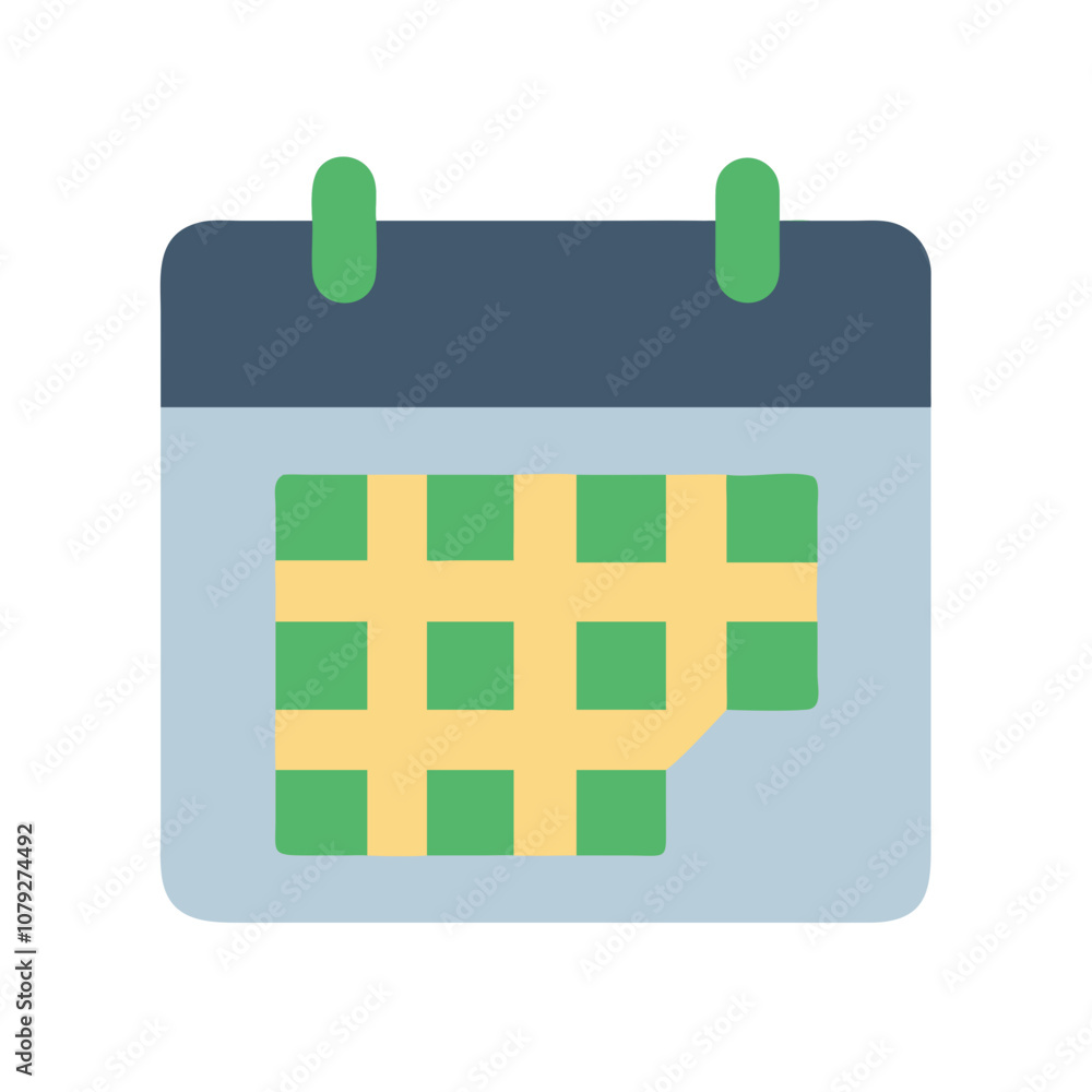 Poster a colorful vector icon representing a calendar with a checkered pattern highlighting an event or app