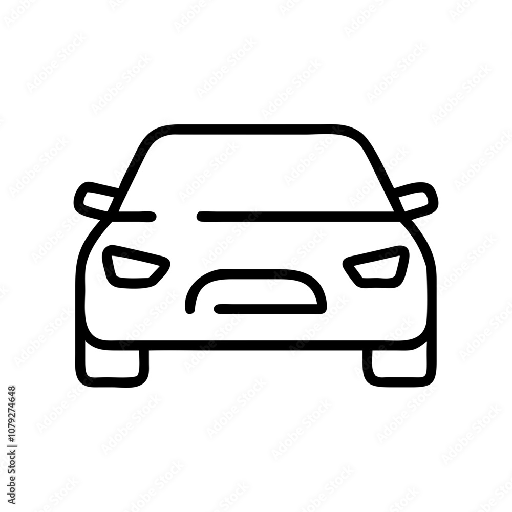 Poster vector icon representing the front view of a car showcasing an outline design suitable for automotiv