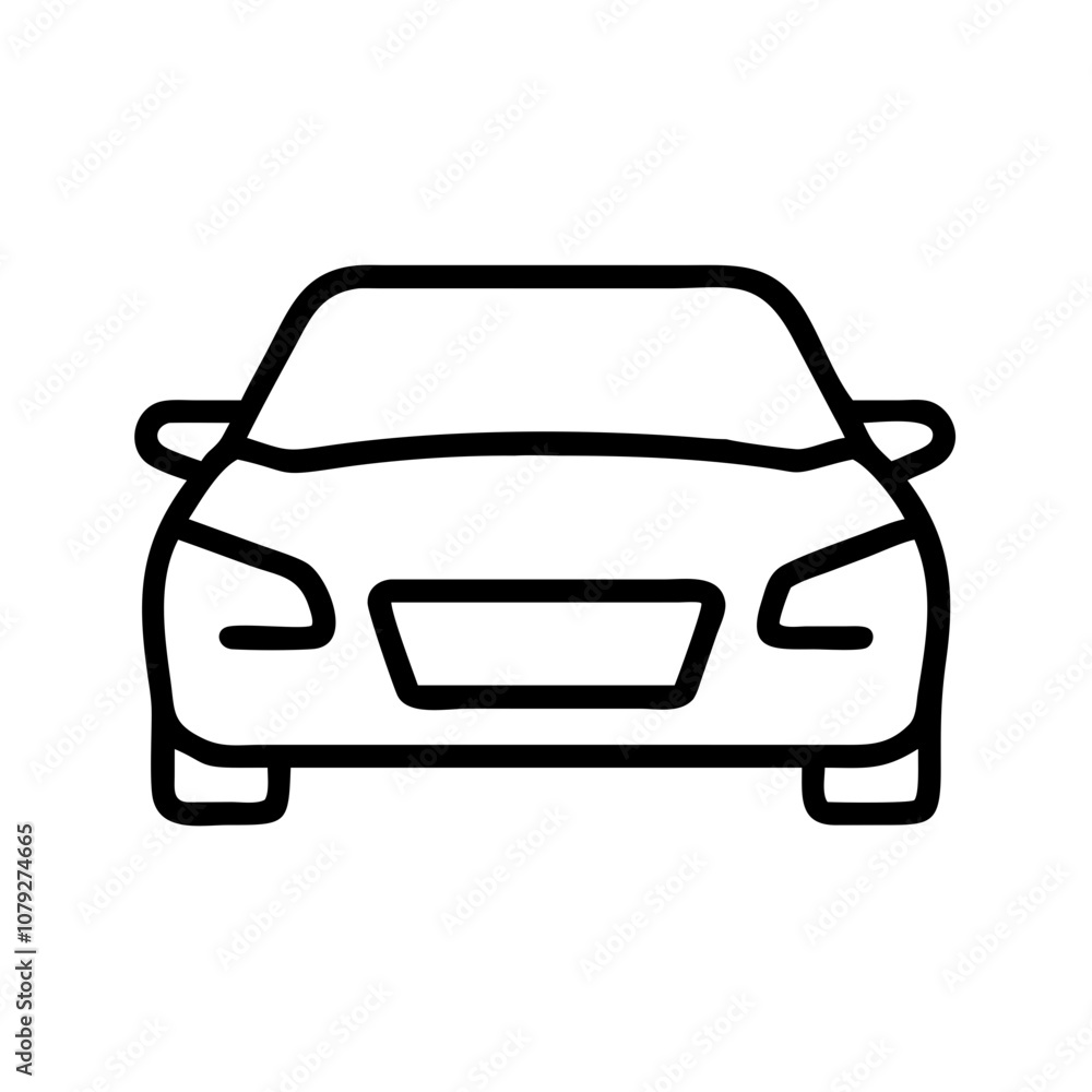 Poster a minimalistic vector icon representing the front view of a car showcasing a simple design suitable 