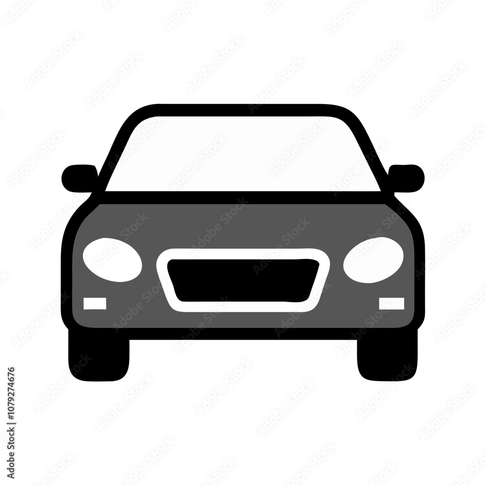 Poster vector icon of a front view of a car suitable for various design projects, representing automotive t