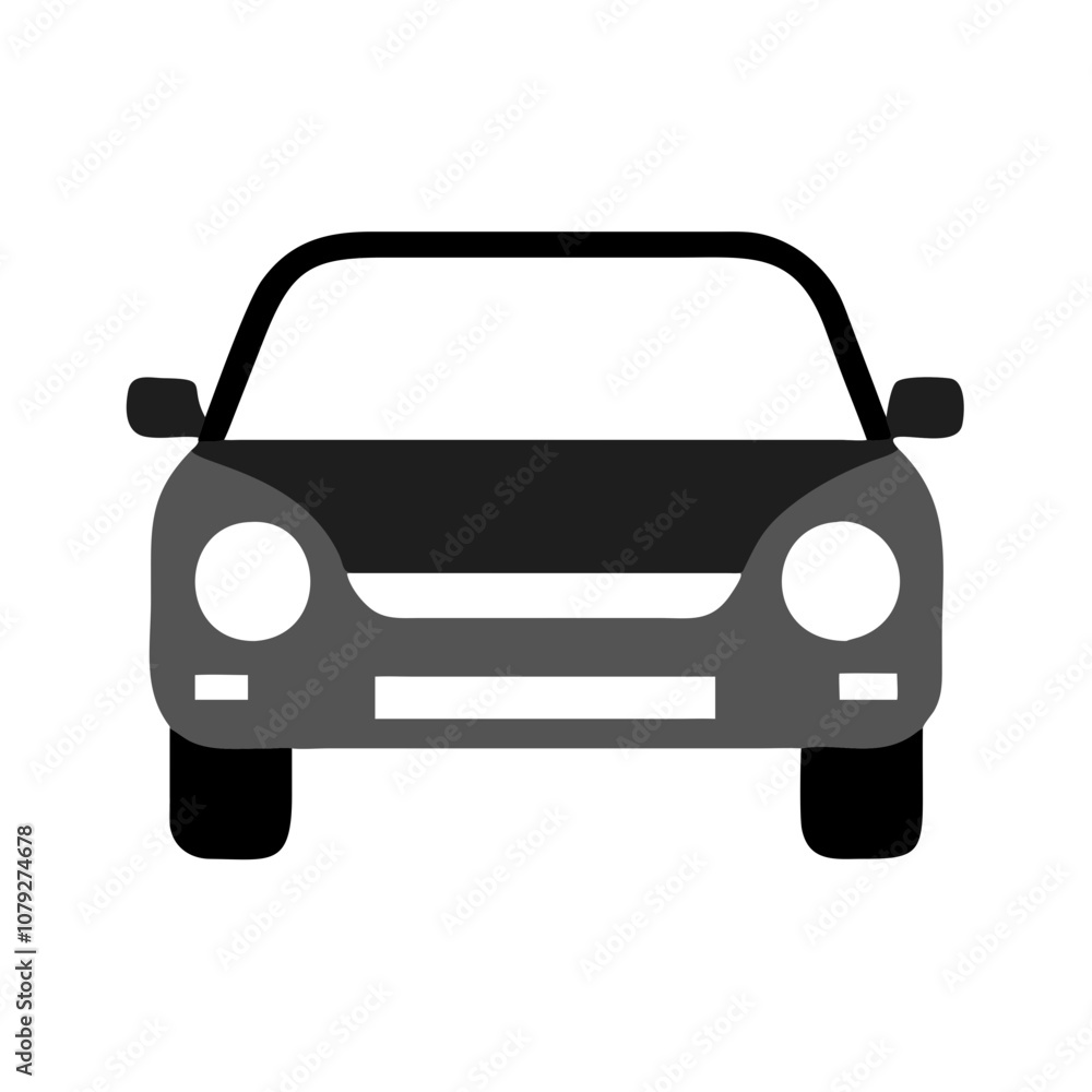 Poster vector icon depicting the front view of a car with a simple and modern design, suitable for automoti