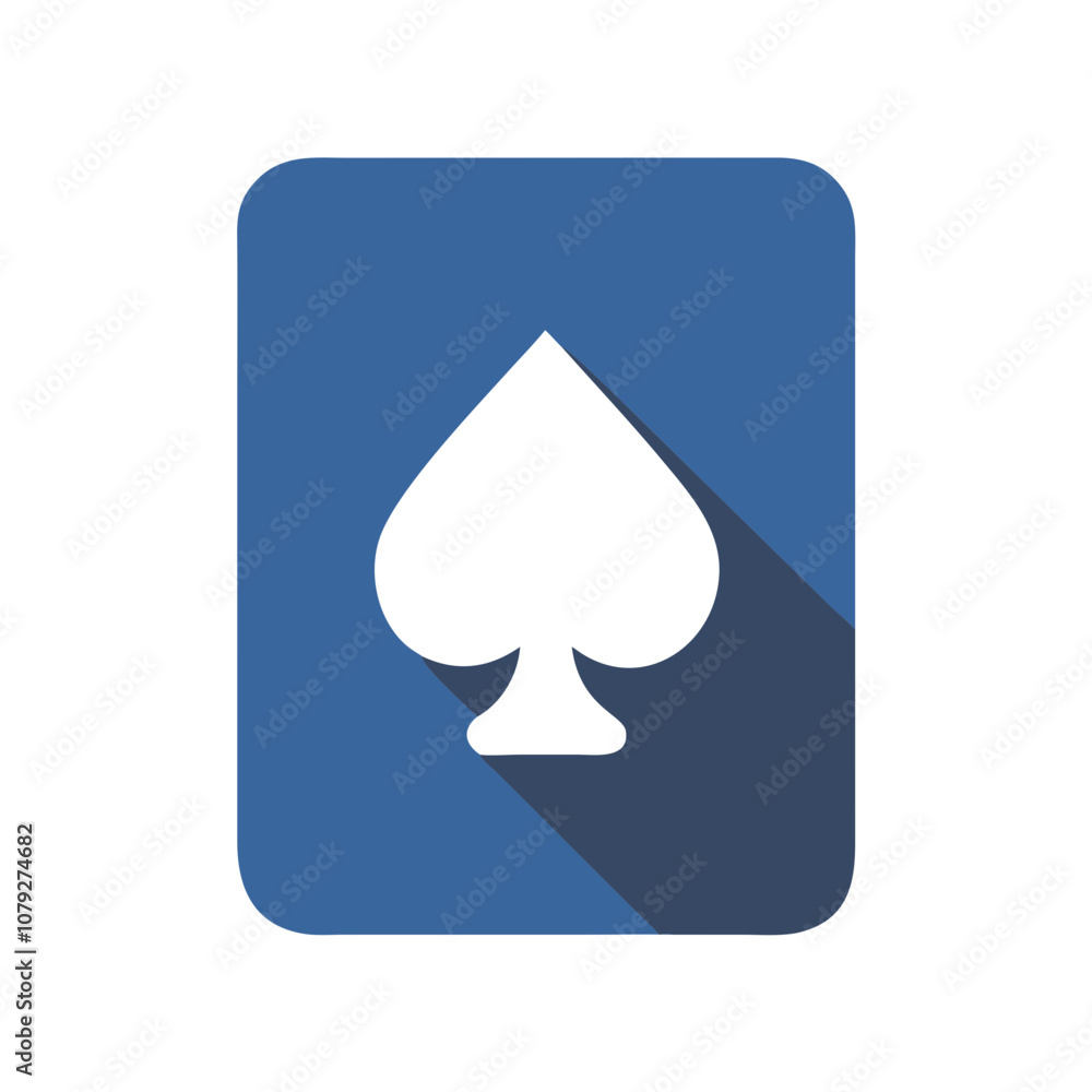Poster vector icon of a spade card suit with a sleek blue background, ideal for playing card graphics or ga