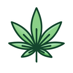 Naklejka premium Vector icon of a cannabis leaf, representing its symbolic relevance in culture, wellness, and natural remedies in modern society