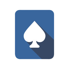 Fototapeta premium Vector icon of a spade card suit with a sleek blue background, ideal for playing card graphics or game design projects