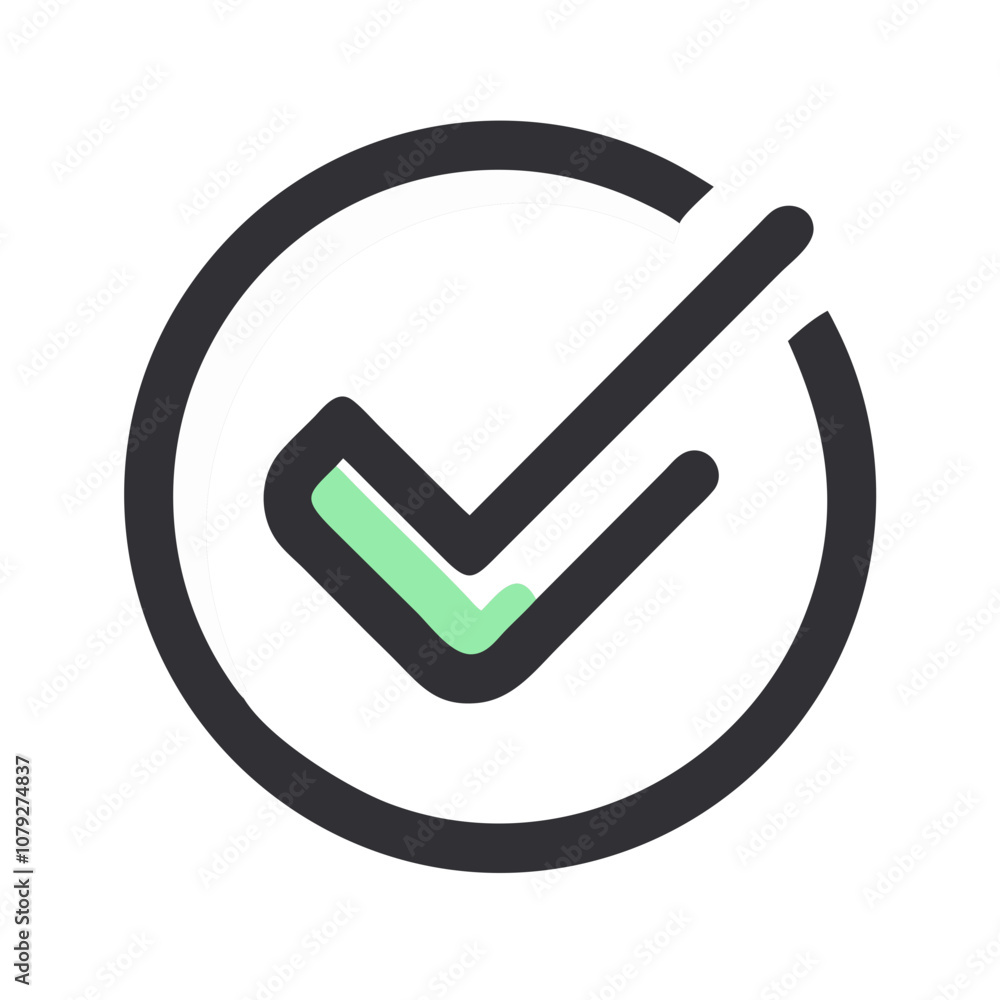 Poster a simple vector icon featuring a check mark inside a circular outline, symbolizing completion or app