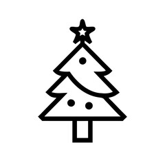 A simple vector icon featuring a Christmas tree adorned with a star on top, perfect for holiday-themed designs and decorations during the festive season