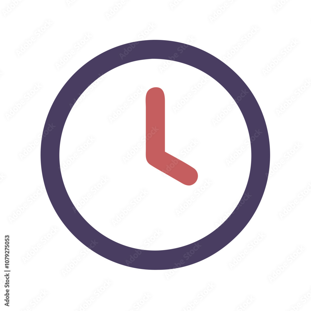 Poster simple vector icon of a clock indicating time, featuring a circular design with contrasting colors t