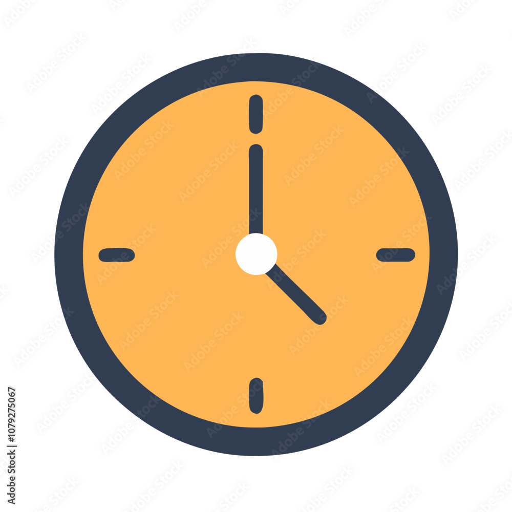 Poster a simple vector icon of a clock, showcasing the time in a modern style, emphasizing clarity and func