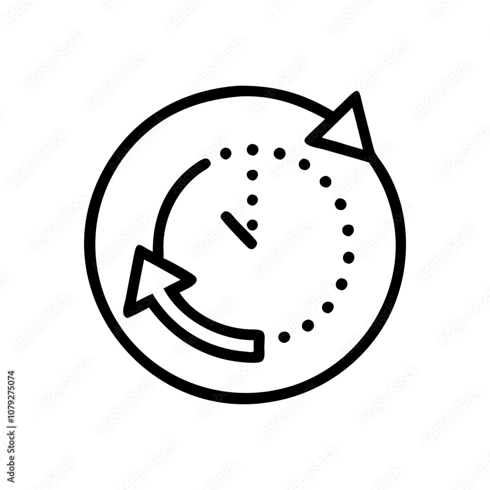 Poster a simple vector icon representing the concept of time management with a circular clock and arrows in